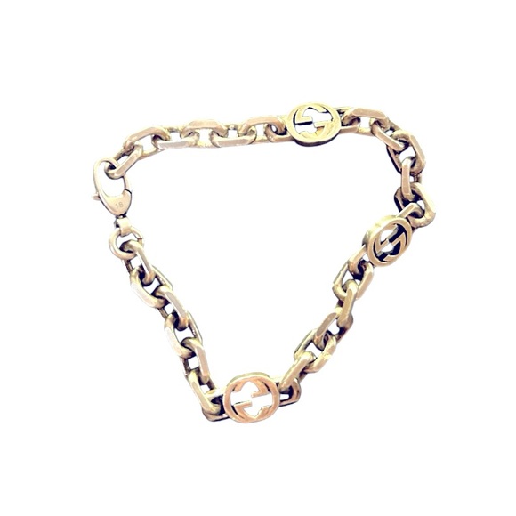 Authentic GUCCI 925 Sterling Silver Interlocking G Chain Bracelet w/ Box - Picture 1 of 6